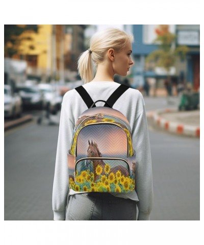 Fashion Backpack Mini Backpack Purse Casual Daily Backpack Sunflower Horse for Travel for College Work Medium $18.01 Backpacks