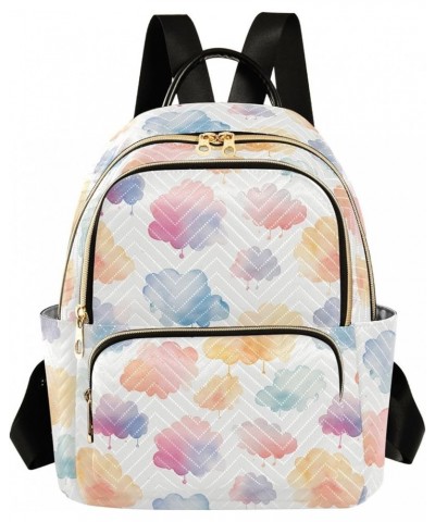 Cartoon Colorful Clouds Fashion Backpack Purse for Women, Casual Daypacks, Ladies Gift for Traveling Hiking Multicolor Medium...