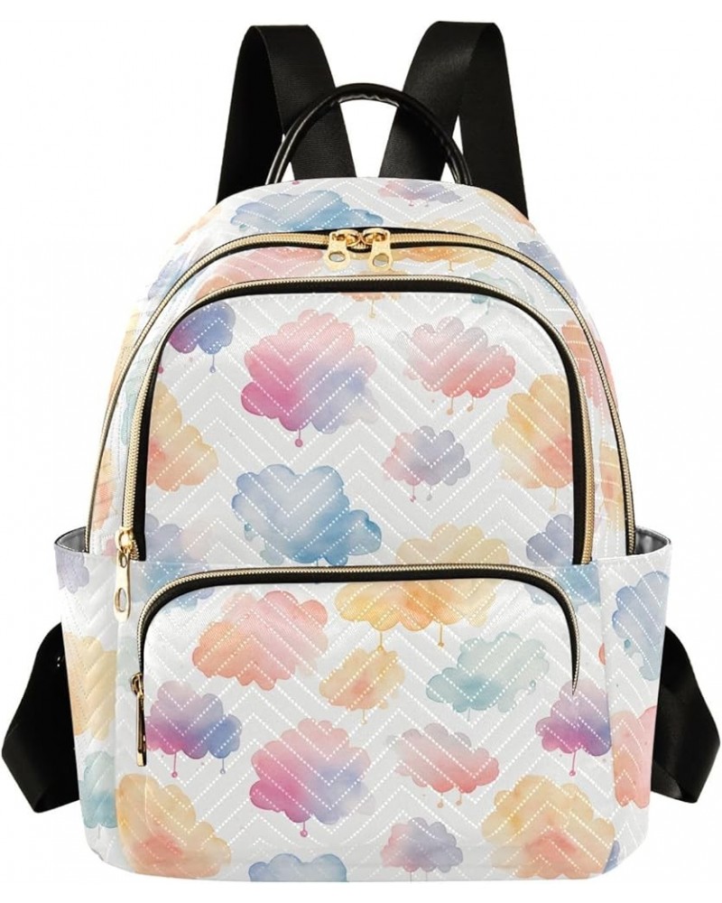 Cartoon Colorful Clouds Fashion Backpack Purse for Women, Casual Daypacks, Ladies Gift for Traveling Hiking Multicolor Medium...