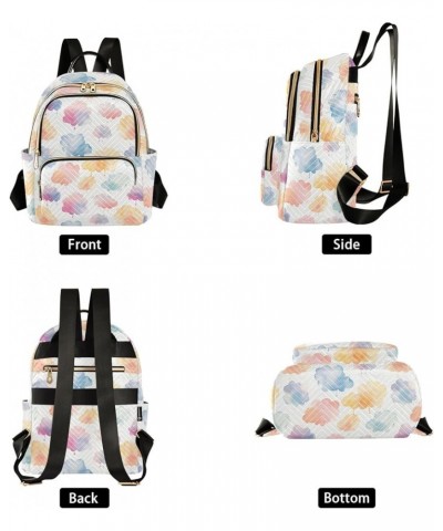 Cartoon Colorful Clouds Fashion Backpack Purse for Women, Casual Daypacks, Ladies Gift for Traveling Hiking Multicolor Medium...