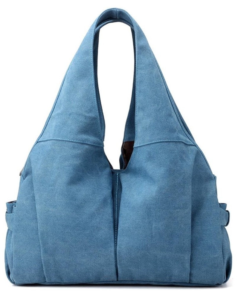 Women Shoulder Bags Casual Vintage Hobo Canvas Handbags Crossbody Shopping Tote Bags Large Capacity Blue $15.59 Totes