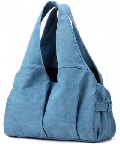 Women Shoulder Bags Casual Vintage Hobo Canvas Handbags Crossbody Shopping Tote Bags Large Capacity Blue $15.59 Totes