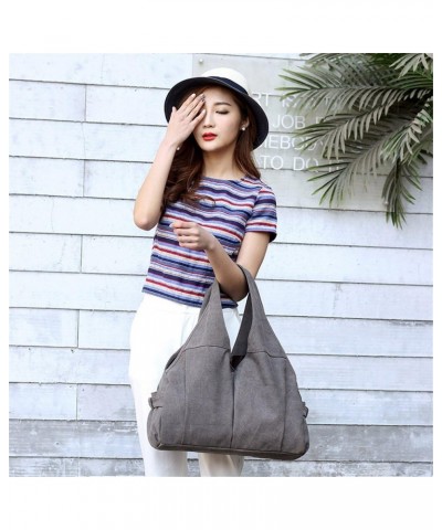 Women Shoulder Bags Casual Vintage Hobo Canvas Handbags Crossbody Shopping Tote Bags Large Capacity Blue $15.59 Totes