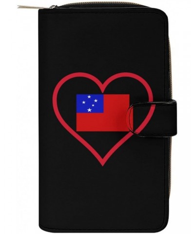 I Love Samoan Red Heart Fashion Womens Wallet Leather Multi Card Slot Purse Large Capacity Zippered Coin Case $19.71 Wallets