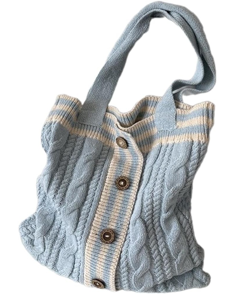 2023 NEW Shoulder Bag Knitted Tote Bag Versatile Large Capacity Shopping Bag Handbag for Girl Women Trendy Bag Light Blue $22...