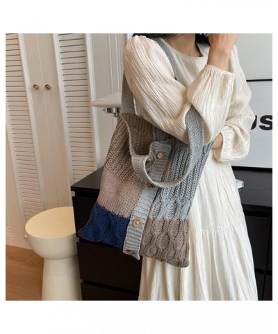 2023 NEW Shoulder Bag Knitted Tote Bag Versatile Large Capacity Shopping Bag Handbag for Girl Women Trendy Bag Light Blue $22...