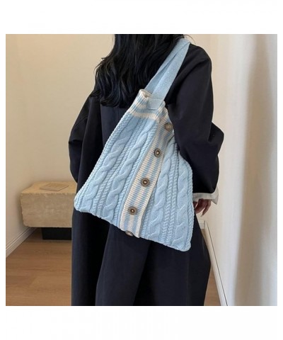 2023 NEW Shoulder Bag Knitted Tote Bag Versatile Large Capacity Shopping Bag Handbag for Girl Women Trendy Bag Light Blue $22...