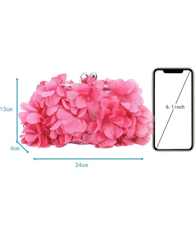 Women's Rose Clutch Handbag Messenger Purse Bag Elegant Bride Evening Party Bag 06205 Rose Red $13.94 Evening Bags