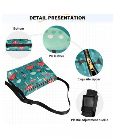 Mushroom Red Green Crossbody Bag for Women Men with Adjustable Strap PU Leather Shoulder Hobo Purse Bag 20850689 $18.14 Shoul...