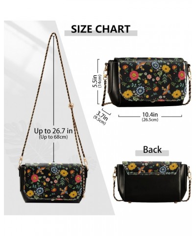 Embroidery Ethnic Flowers Birds Sling Bags Crossbody Womens Waterproof Small Black Purses with Credit Card Slots Zipper Bag $...