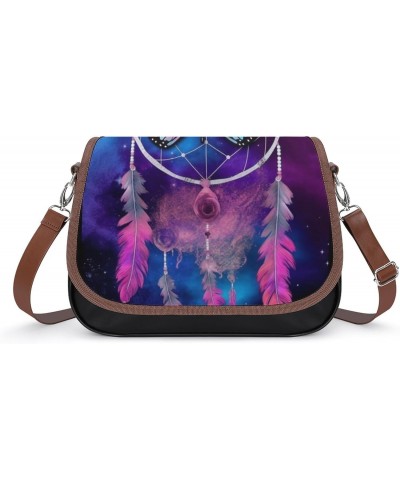 Galaxy Dreamcatcher Butterflies Painting Crossbody Shoulder Messenger Women Bag Pu Leather Office Work Business for Handbag C...