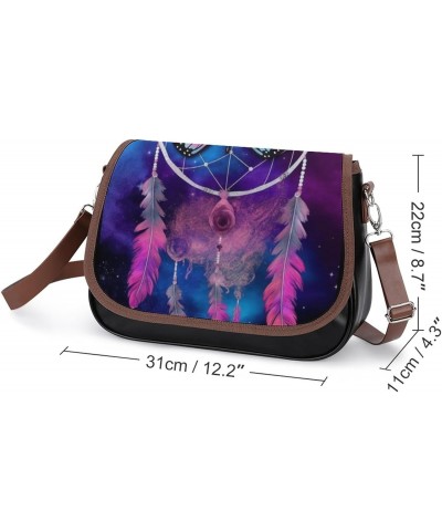 Galaxy Dreamcatcher Butterflies Painting Crossbody Shoulder Messenger Women Bag Pu Leather Office Work Business for Handbag C...