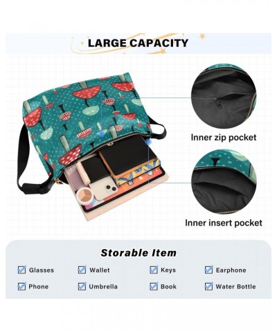 Mushroom Red Green Crossbody Bag for Women Men with Adjustable Strap PU Leather Shoulder Hobo Purse Bag 20850689 $18.14 Shoul...