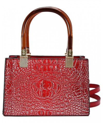 Classy Women Vegan Leather Handbags Stylish Designer Crocodile print Crossbody Purse Tote Bag Red $23.09 Totes