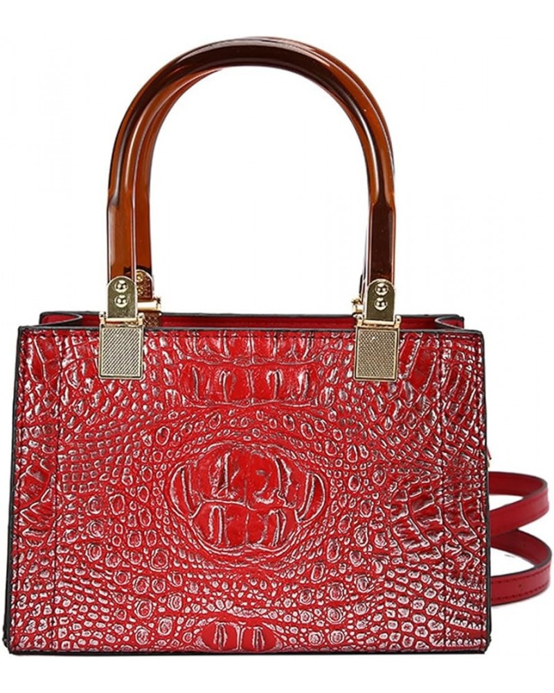 Classy Women Vegan Leather Handbags Stylish Designer Crocodile print Crossbody Purse Tote Bag Red $23.09 Totes