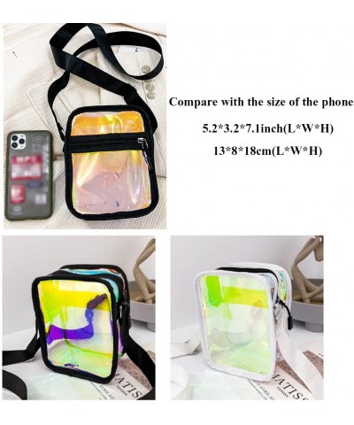 Women Small Crossbody Bags Mini Purse PVC Laser Package Clear Bag Stadium Approved Call Phone Satchel Zipper Wallet Black $17...