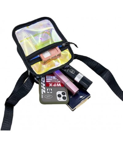 Women Small Crossbody Bags Mini Purse PVC Laser Package Clear Bag Stadium Approved Call Phone Satchel Zipper Wallet Black $17...