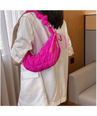 Puffer Tote Bag Fashion Quilted Crossbody Bag for Women Puffer Bag Puffy Tote Bag Down Padded Shoulder Bag Rose Red $17.39 Totes