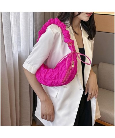 Puffer Tote Bag Fashion Quilted Crossbody Bag for Women Puffer Bag Puffy Tote Bag Down Padded Shoulder Bag Rose Red $17.39 Totes