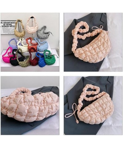 Puffer Tote Bag Fashion Quilted Crossbody Bag for Women Puffer Bag Puffy Tote Bag Down Padded Shoulder Bag Rose Red $17.39 Totes