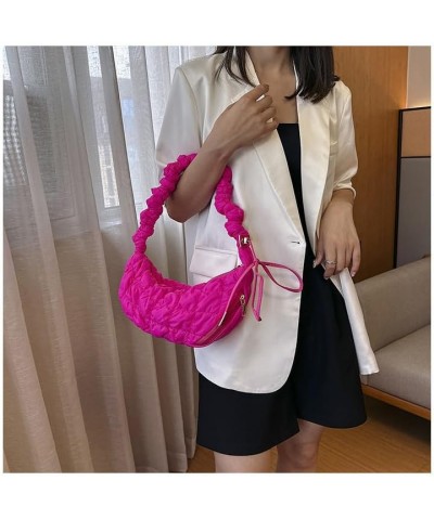 Puffer Tote Bag Fashion Quilted Crossbody Bag for Women Puffer Bag Puffy Tote Bag Down Padded Shoulder Bag Rose Red $17.39 Totes