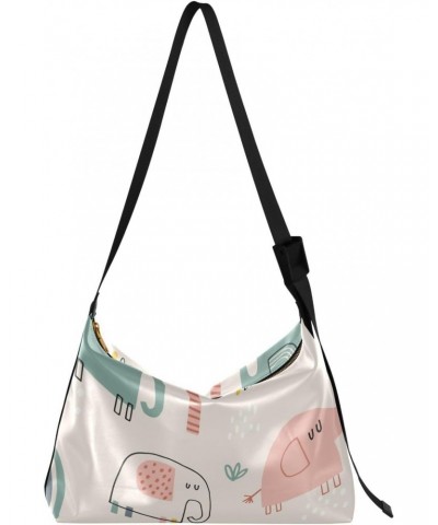 Sling Bags Crossbody Cute Rainbows and Elephants on Biege Background Ladies Zipper Bag Womens Tote Bag $13.20 Totes