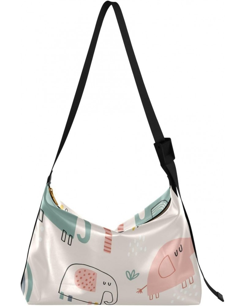 Sling Bags Crossbody Cute Rainbows and Elephants on Biege Background Ladies Zipper Bag Womens Tote Bag $13.20 Totes