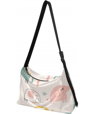 Sling Bags Crossbody Cute Rainbows and Elephants on Biege Background Ladies Zipper Bag Womens Tote Bag $13.20 Totes