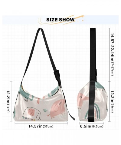 Sling Bags Crossbody Cute Rainbows and Elephants on Biege Background Ladies Zipper Bag Womens Tote Bag $13.20 Totes