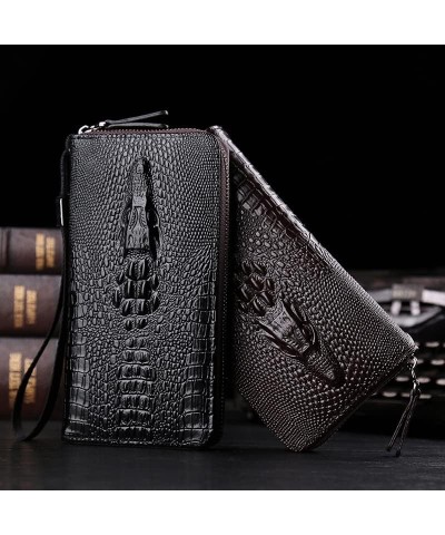 Men Wallets Clutch Leather Purse Card Holder Male Purse Zipper Large Capacity Phone Bag New Wallet For Men (Color : Brown) Bl...