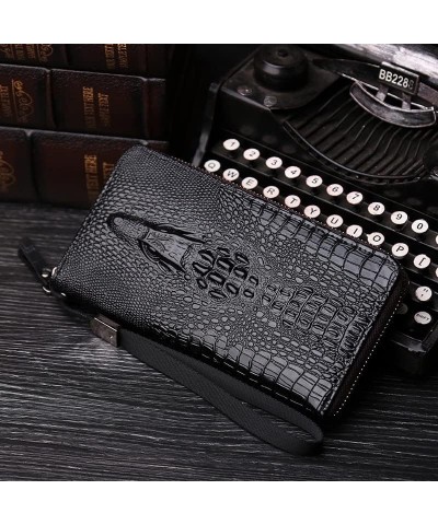 Men Wallets Clutch Leather Purse Card Holder Male Purse Zipper Large Capacity Phone Bag New Wallet For Men (Color : Brown) Bl...