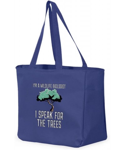 I Speak for the Trees Tote Bag with Pocket - Cool Art Shopping Bag - Cute Design Tote Bag Blue $20.39 Totes