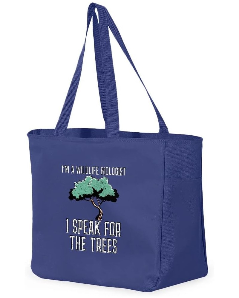 I Speak for the Trees Tote Bag with Pocket - Cool Art Shopping Bag - Cute Design Tote Bag Blue $20.39 Totes