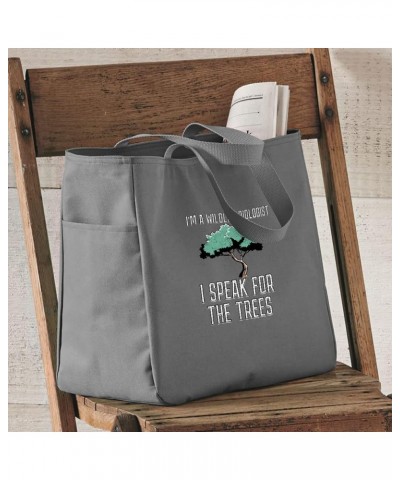 I Speak for the Trees Tote Bag with Pocket - Cool Art Shopping Bag - Cute Design Tote Bag Blue $20.39 Totes