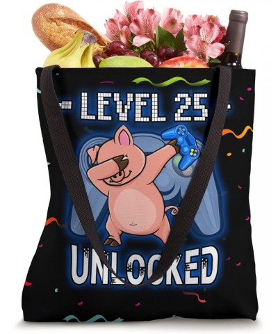 Level 25 Unlocked - Funny Dabbing Pig Gamer 25th Birthday Tote Bag $10.02 Totes