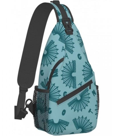 Green Argentine Tango Bandoneons Pattern Sling Bag Crossbody Sling Backpack Chest Shoulder Bag Daypack for Hiking Walking Tra...