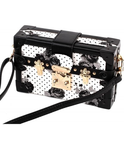 Women's Purse Wallet Clutch Handbag Cross-body Bag Card Case Coin Case Black White Rose $19.37 Clutches