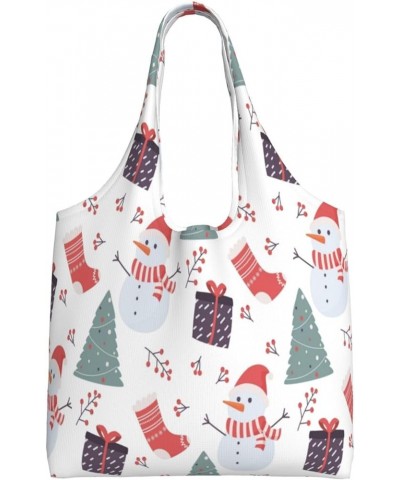 Merry Christmas Single Shoulder Commuter Canvas Tote Bags For Women And Men Merry Christmas017 $11.87 Totes