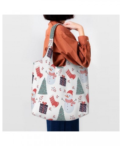 Merry Christmas Single Shoulder Commuter Canvas Tote Bags For Women And Men Merry Christmas017 $11.87 Totes