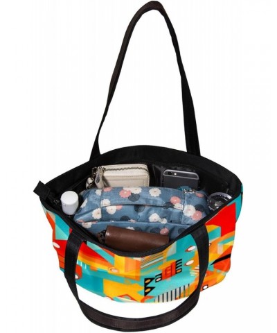 Handbags for Women, Zipper Tote Bag, Shoulder Bag, colorful patterns $14.81 Totes