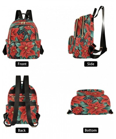 Poinsettia Flower Red Women Backpack Purse Travel Daypack Shoulder Bag $20.64 Backpacks