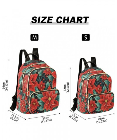 Poinsettia Flower Red Women Backpack Purse Travel Daypack Shoulder Bag $20.64 Backpacks