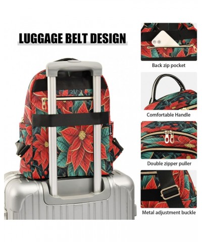 Poinsettia Flower Red Women Backpack Purse Travel Daypack Shoulder Bag $20.64 Backpacks