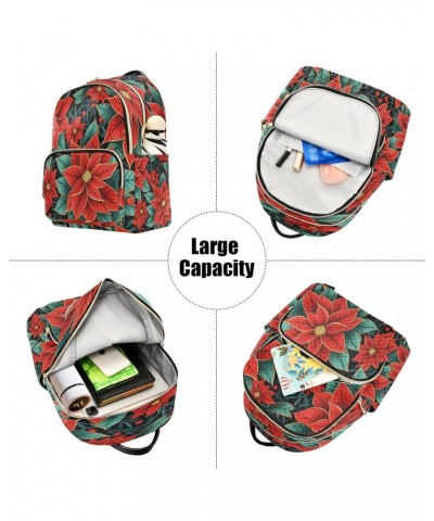 Poinsettia Flower Red Women Backpack Purse Travel Daypack Shoulder Bag $20.64 Backpacks