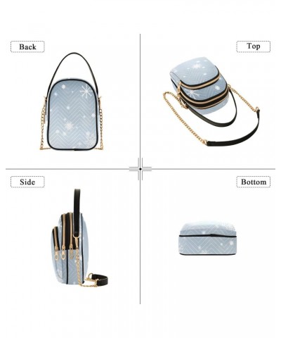 Light Blue Christmas Snowflakes Small Crossbody Bag Functional Multi Pocket Bag Shoulder Handbag $17.39 Crossbody Bags