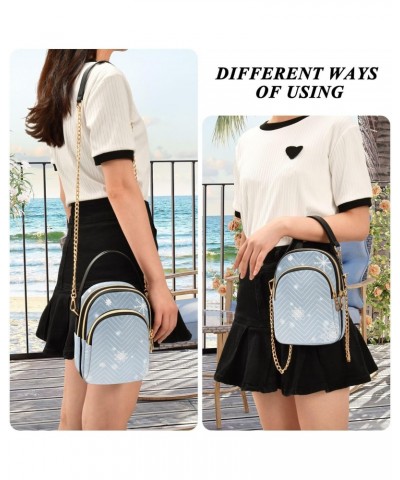 Light Blue Christmas Snowflakes Small Crossbody Bag Functional Multi Pocket Bag Shoulder Handbag $17.39 Crossbody Bags