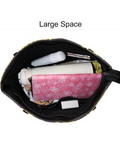 Women's Fashion Casual Handbag,PU Leather Large Capacity PC Work Bag,Travel Camping Picnic Single Shoulder Bag Chamomile in F...