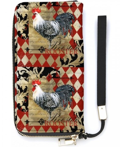 Vintage Rooster Novelty Wallet with Wrist Strap Long Cellphone Purse Large Capacity Handbag Wristlet Clutch Wallets $18.06 Wr...