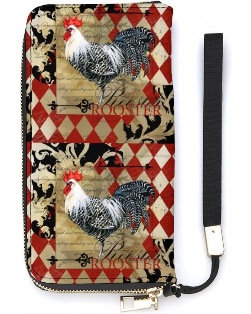 Vintage Rooster Novelty Wallet with Wrist Strap Long Cellphone Purse Large Capacity Handbag Wristlet Clutch Wallets $18.06 Wr...