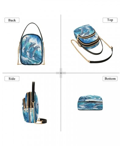 Quilted Crossbody Bags for Women,Beautiful Dolphins Jumped Women's Crossbody Handbags Small Travel Purses Phone Bag $11.65 Cr...